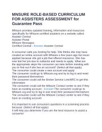 MNSURE ROLE-BASED CURRICULUM FOR ASSISTERS ASSESSMENT for Guarantee Pass