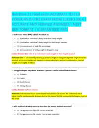 Nutrition 11 Final Exam: Multiple Choice Questions and Answers