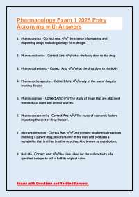 Pharmacology Exam 1: Acronyms, Definitions, and Key Concepts