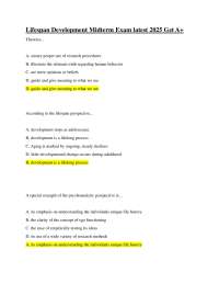 Lifespan Development Midterm Exam latest 2025 Get A+