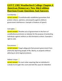 GOVT 2305 Weatherford College Chapter 4 American Democracy Now third edition Harrison Exam