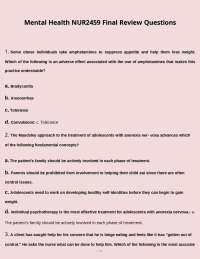 NUR2459 Mental Health Final Review: Key Concepts & Applications