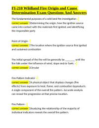 FI-210 Wildland Fire Origin and Cause Determination Exam Questions and Answers