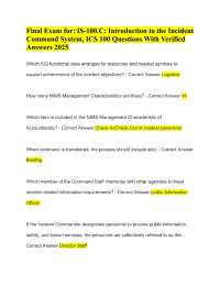 Final Exam for: IS-100.C: Introduction to the Incident Command System, ICS 100 Questions W