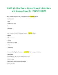 OSHA 30 - Final Exam - General Industry Questions  and Answers Rated A+ | 100% VERIFIED