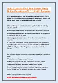 Real Estate Study Guide: Gold Coast School Exam Questions and Answers (Chapters 1-19)