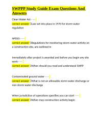 SWPPP Exam Study Guide: Questions & Answers for Storm Water Management