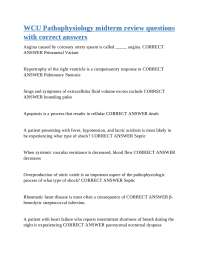 Pathophysiology Midterm Review Questions and Answers