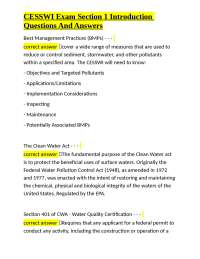 CESSWI Exam Section 1: Best Practices & Regulations