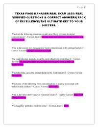 TEXAS FOOD MANAGER REAL EXAM 2025: REAL  VERIFIED QUESTIONS & CORRECT ANSWERS.