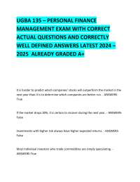 UGBA 135 - Personal Finance Management Exam: Questions and Answers