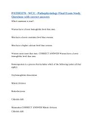 Pathophysiology Final Exam Study Questions with Correct Answers
