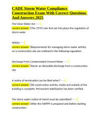 CADE Storm Water Compliance Construction Exam: Questions and Answers