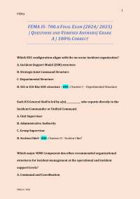 FEMA IS- 700.B FINAL EXAM (2024/ 2025) | QUESTIONS AND VERIFIED ANSWERS| GRADE A