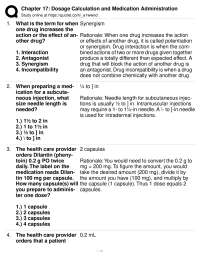 Dosage Calculation and Medication Administration: Exercises and Questions