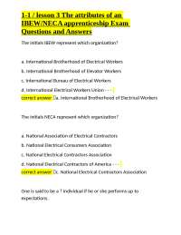 IBEW/NECA Apprenticeship Exam: Lesson 3 - Apprentice Attributes