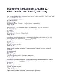 Marketing Management Chapter 12 Exam With Questions and Correct Answers