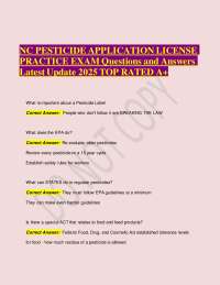 NC Pesticide Application License Practice Exam: Questions and Answers