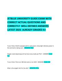 JETBLUE UNIVERSITY GUIDE EXAM WITH CORRECT ACTUAL QUESTIONS AND ANSWERS 2025