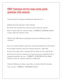 NRF Customer Service Exam Study Guide: Questions and Answers