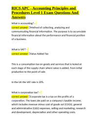 RICS APC - Accounting Principles and Procedures Level 1 Exam Questions and Answers