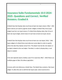 Insurance Suite Fundamentals 10.0 2024-2025. Questions and Correct, Verified Answers.