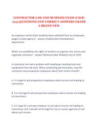 Contractor Law and Business Exam (CSLB) 2025 Questions and Correct Answers