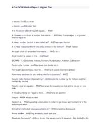 AQA GCSE Maths Paper 1 Higher Tier: Key Concepts and Definitions