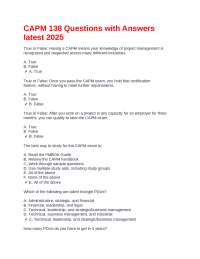 CAPM Exam Preparation: True or False Questions and Answers