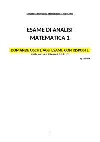Analisi Matematica 1 - le domande uscite agli esami con risposte