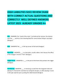 HIGH LIABILITIES SOCE REVIEW EXAM WITH CORRECT ACTUAL QUESTIONS AND ANSWERS 2025