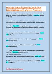 Portage Pathophysiology Module 9 Exam Edition with Correct Answers.