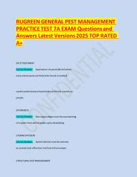 RUGREEN GENERAL PEST MANAGEMENT PRACTICE TEST 7A EXAM Questions and Answers