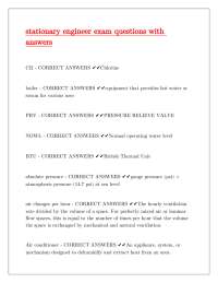 Stationary Engineer Exam Questions and Answers