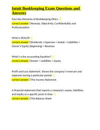 Intuit Bookkeeping Exam Questions and Answers