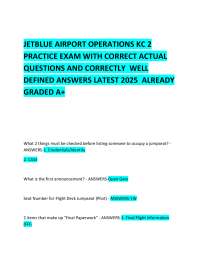 JetBlue Airport Operations KC 2 Practice Exam: Questions and Answers