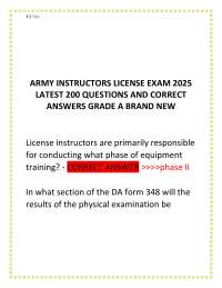 Army Instructors License Exam 2025: Questions and Answers
