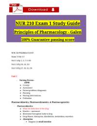 NUR 210 Exam 1 Study Guide Principles of Pharmacology - Galen (2025 / 2026 )