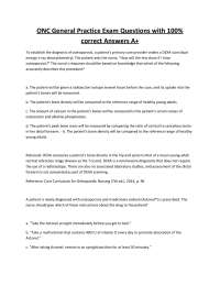 ONC General Practice Exam Questions with 100% Correct Answers