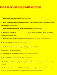 Responsible Beverage Service (RBS) Exam Questions and Answers