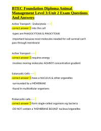 BTEC Foundation Diploma Animal Management Level 3: Unit 2 Exam Questions and Answers