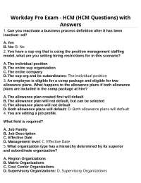 Workday Pro Exam - HCM (HCM Questions) with Answers