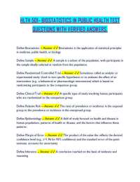 HLTH 501: BIOSTATISTICS IN PUBLIC HEALTH: TEST QUESTIONS WITH VERIFIED ANSWERS.