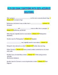 HLTH 501 Exam 2 Questions and Answers: Substance Abuse and Mental Health
