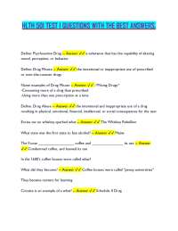 HLTH 501 Test 1 Questions and Answers: Psychoactive Drugs, Drug Misuse, and Abuse