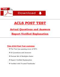 AHA ACLS Post Test Answer Key (2025 / 2026) Questions and Verified Answers, 100% Pass