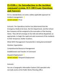 ICS 100 Exam Questions and Answers: An Introduction to the Incident Command System