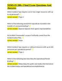 NIMS-IS 200.c Final Exam Questions And Answers