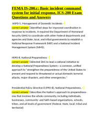 FEMA IS-200.c: Basic incident command system for initial response, ICS-200 Exam Questions