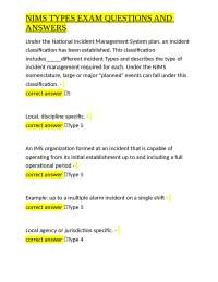 NIMS Incident Management System Types: Exam Questions and Answers